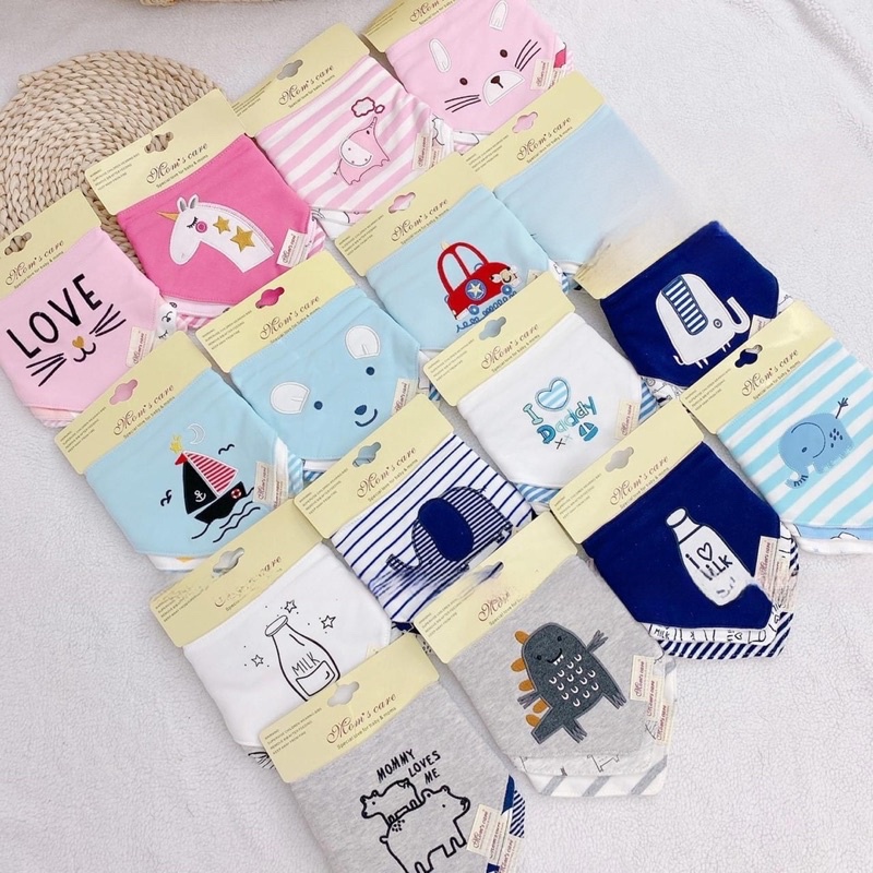 Sét 3 yếm tam giác Momcare dành cho bé sơ sinh đến 4 tuổi