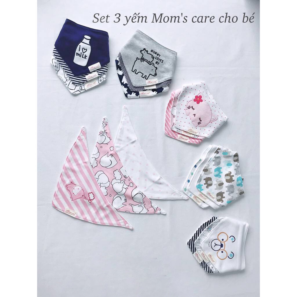 Sét 3 yếm tam giác Momcare dành cho bé sơ sinh đến 4 tuổi