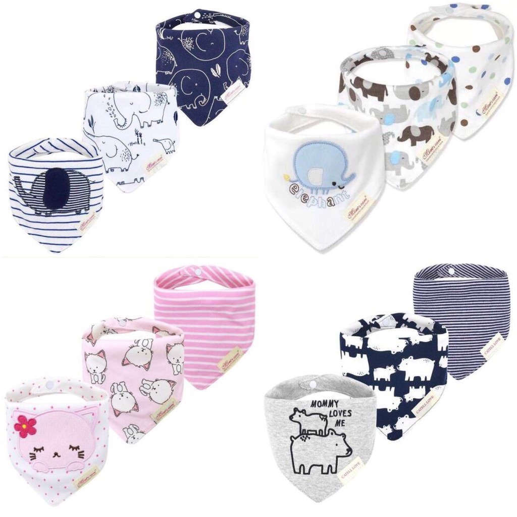 Sét 3 yếm tam giác Momcare dành cho bé sơ sinh đến 4 tuổi