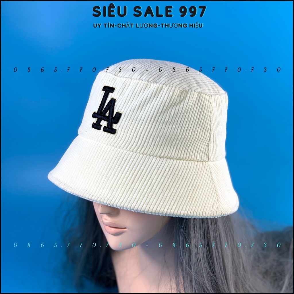 MŨ VÀNH CỤP CHẤT NỈ GÂN THÊU L.A, PHÍA SAU THÊU LOGO VUÔNG M.L.B NHIỀU MÀU CAO CẤP