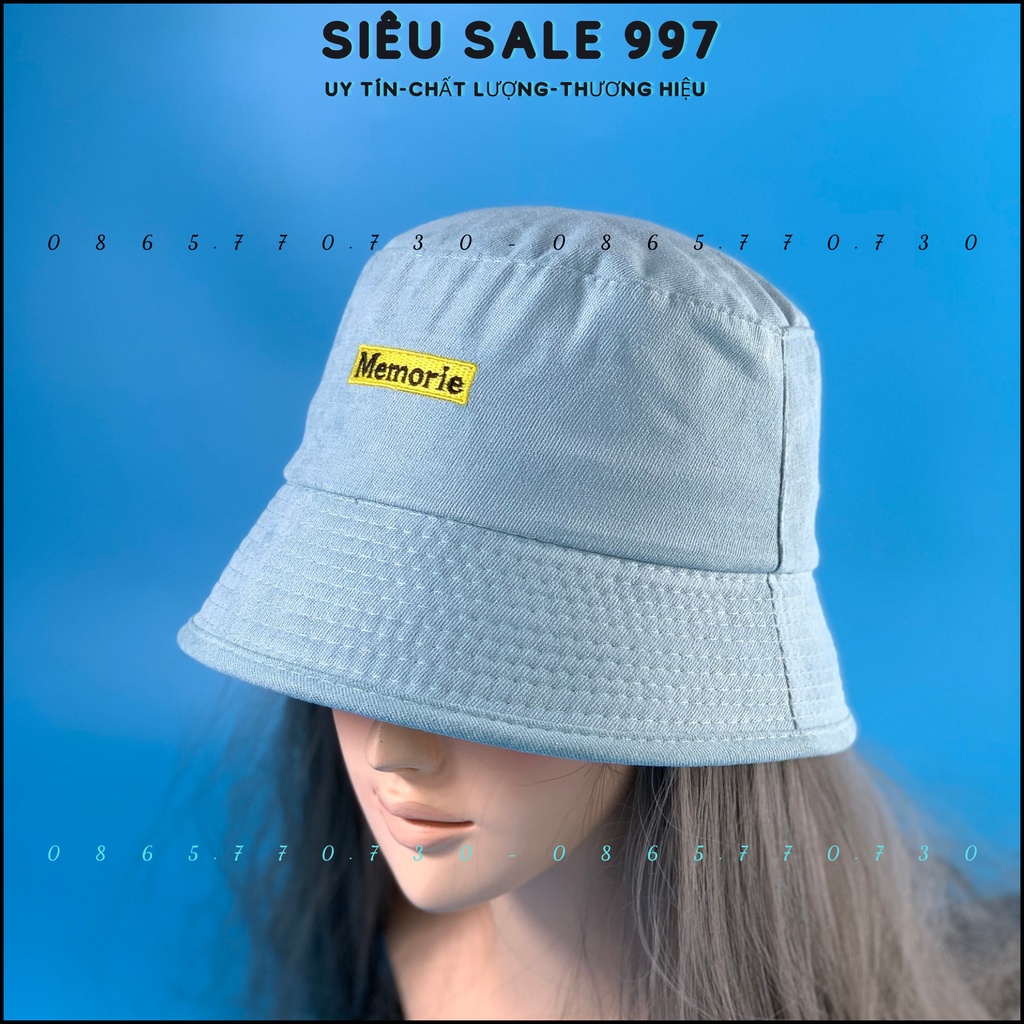 MŨ BUKCET MEMORIE NHUNG MỊN - NÓN RỘNG VÀNH THÊU LOGO FORM CHUẨN ĐẸP THỜI TRANG NAM NỮ