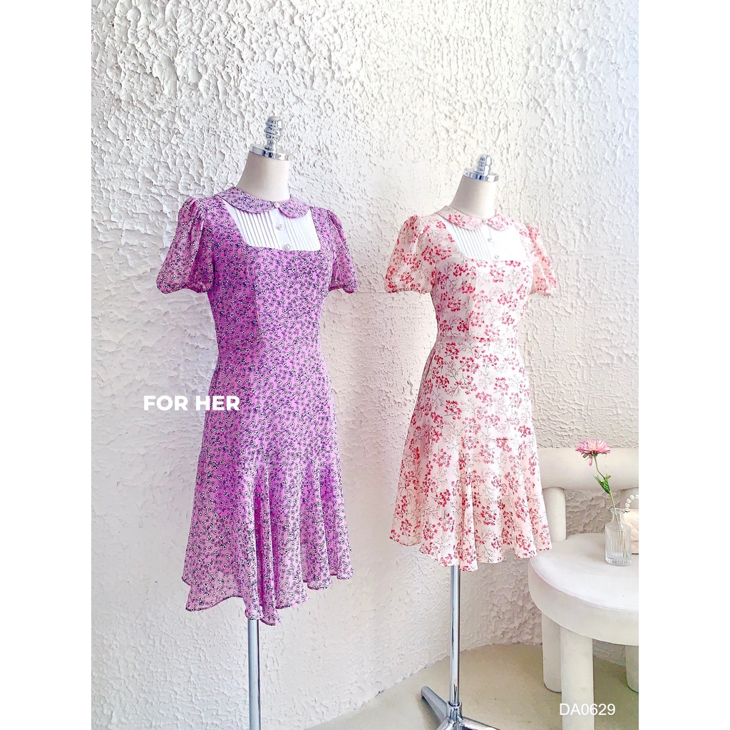 Đầm FOR HER cổ sen * tay ngắn DA0629