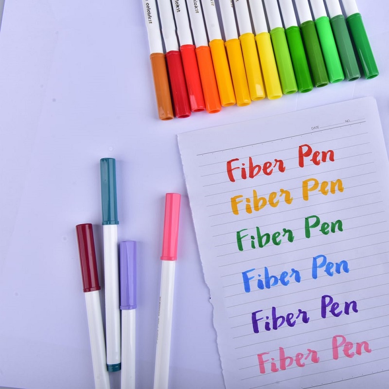 Hộp bút lông 36 Màu Fiber Pen Washable - Nét mảnh nét to - Colokit SWM-C006 / Bút Fiber Pen Thiên Long C006 màu rửa được