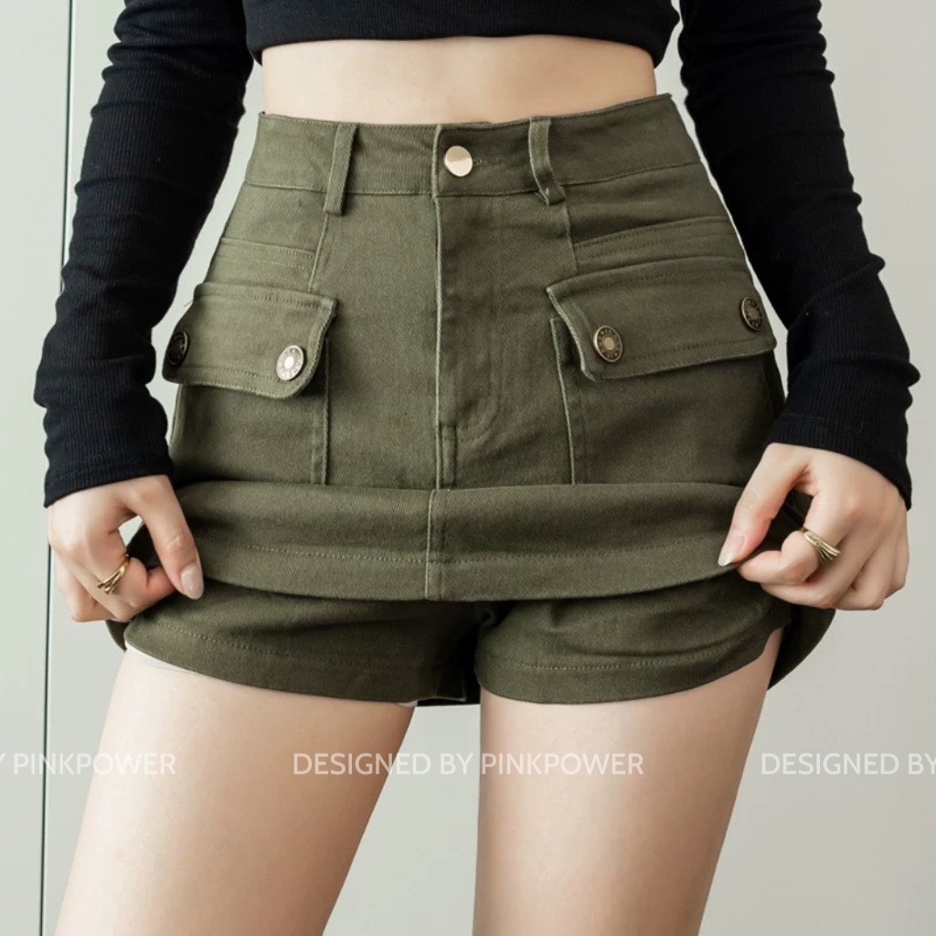 Chân váy nữ,chân váy chữ A co giãn vải kaki giúp tôn dáng,trẻ trung năng động có túi hộp và quần bảo hộ PINKPOWER | BigBuy360 - bigbuy360.vn