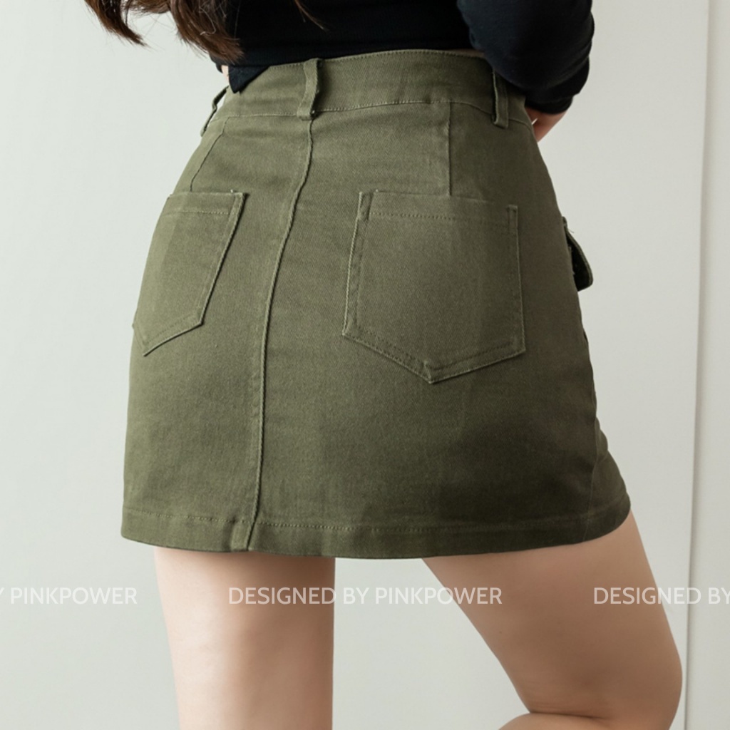 Chân váy nữ,chân váy chữ A co giãn vải kaki giúp tôn dáng,trẻ trung năng động có túi hộp và quần bảo hộ PINKPOWER | BigBuy360 - bigbuy360.vn