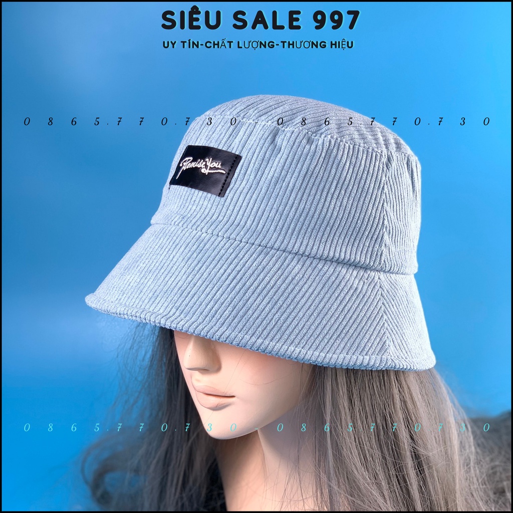 MŨ VÀNH CỤP CHẤT NHUNG GÂN DÀY 2 LỚP LOGO PROMISYOU HOT TREND FORM CHUẨN NAM NỮ 48-56CM