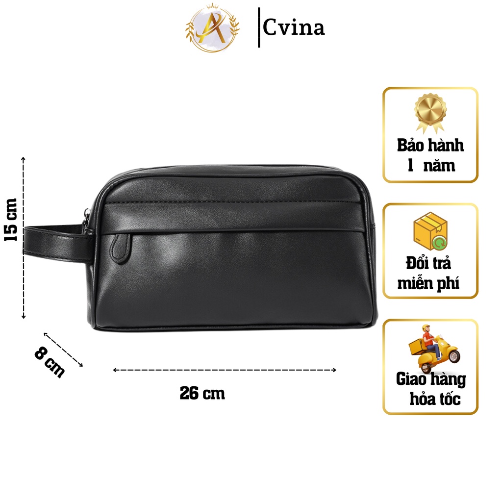 Ví cầm tay clutch thời trang nam cao cấp full hộp da pu cực sang chảnh, cvina_official