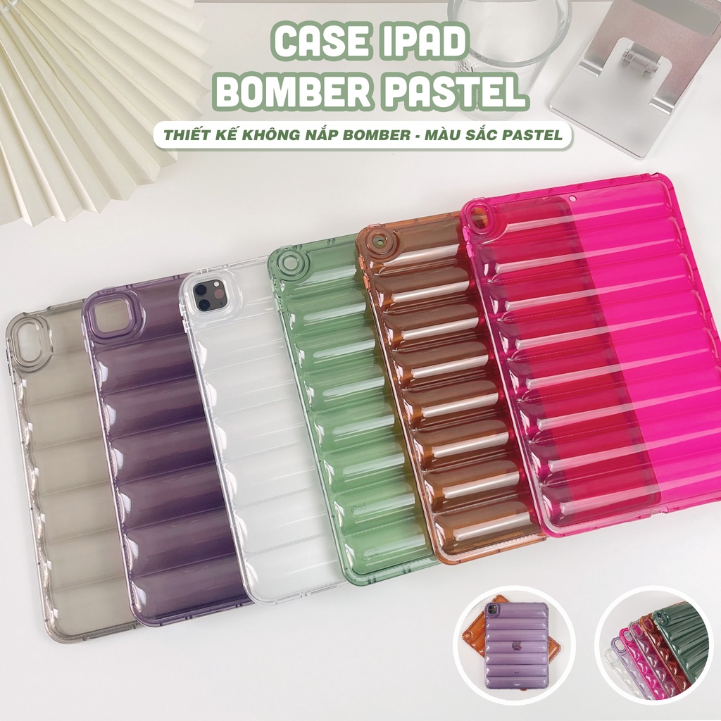 Case i pad Bomber Silicone - Thiết kế không nắp cover, nhẹ, màu sắc pastel trong suốt dành cho Gen 7/8/9 Air4/5 Pro 11