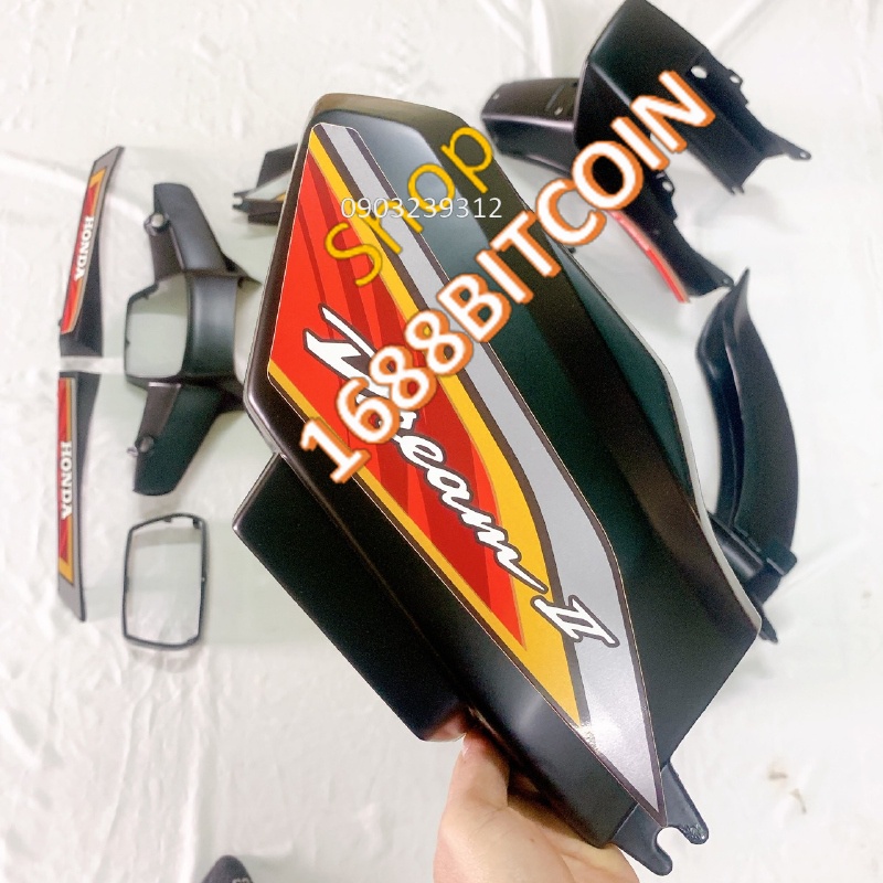 Bộ nhựa xe Dream II Màu ĐEN  -CÓ KÈM TEM- Dàn áo xe Dream II nhựa ABS cao cấp màu ĐEN NHÁM-PHA ĐÈN 2 TẦNG DREAM 2