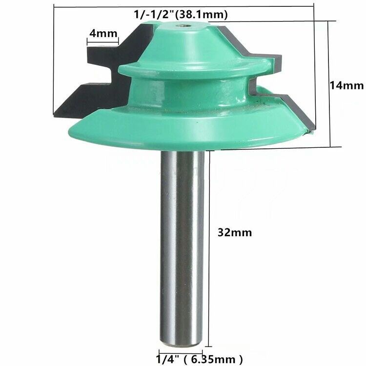 45 độ mộng dao gỗ phay cắt xanh 1/4*1-1/2 ghép hình