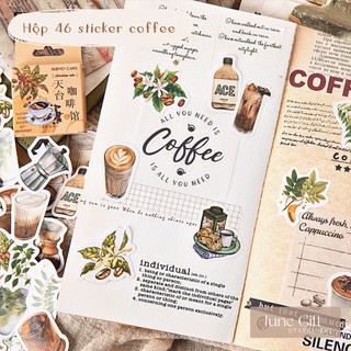 Hộp 46 sticker coffee trang trí sổ, làm bullet journal