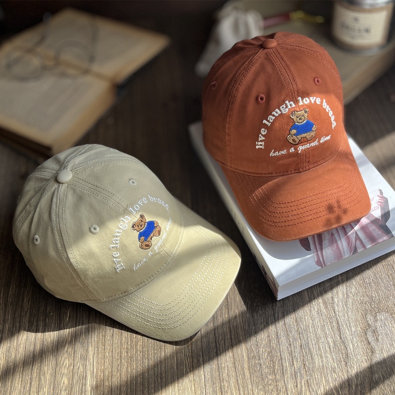 Mũ Lưỡi Trai Thêu Hình Gấu Phong Cách Mỹ Mới Cho Cặp Đôi
