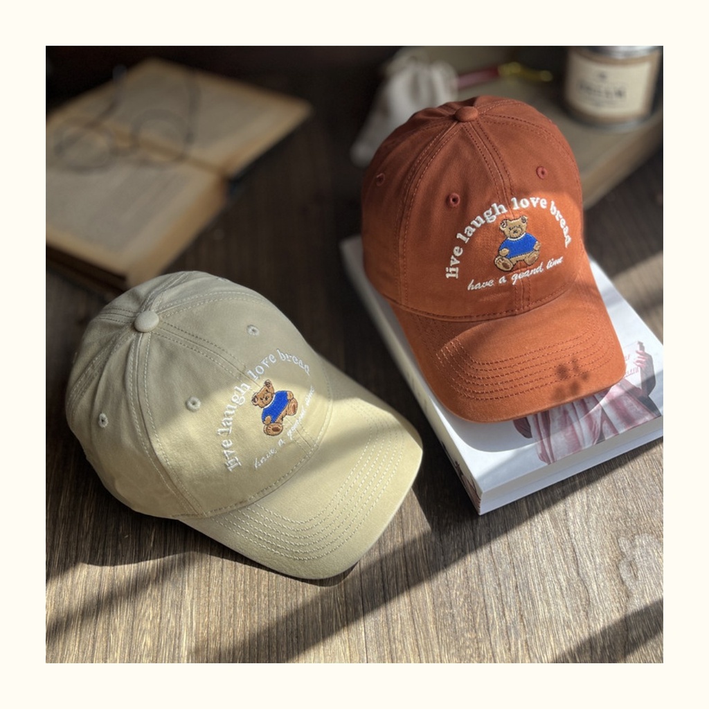 Mũ Lưỡi Trai Thêu Hình Gấu Phong Cách Mỹ Mới Cho Cặp Đôi
