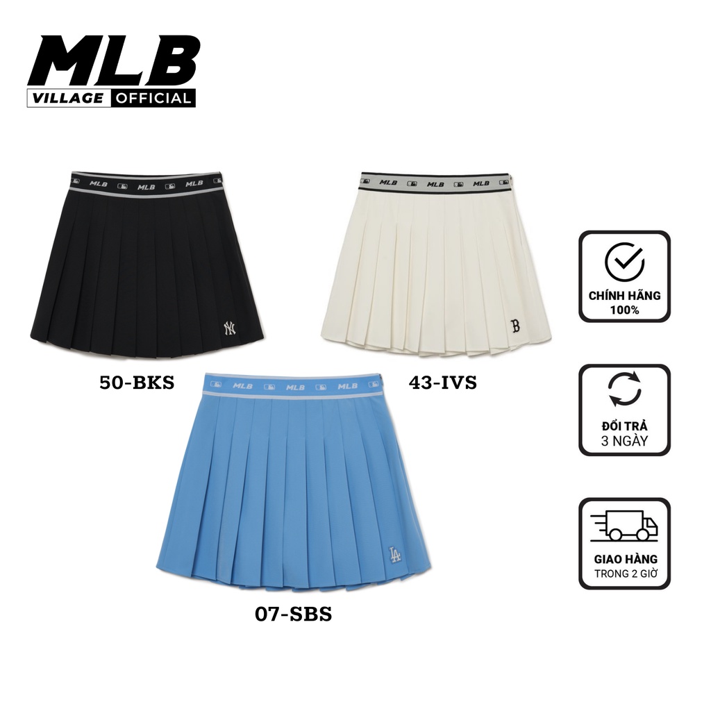 Chân Váy MLB Chính Hãng - Chân Váy MLB Xếp Ly Basic Small Logo Pleated Skirt New York Yankees