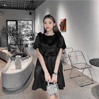 Đầm bigsize cổ tròn phối bèo duyên dáng ( Thời trang Vicky G - Anitagreen ) HN0423