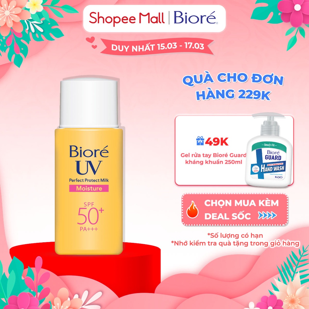 Bioré Sữa Chống Nắng Bảo Vệ Hoàn Hảo DƯỠNG ẨM Biore UV SPF50+/PA+++ 25ML