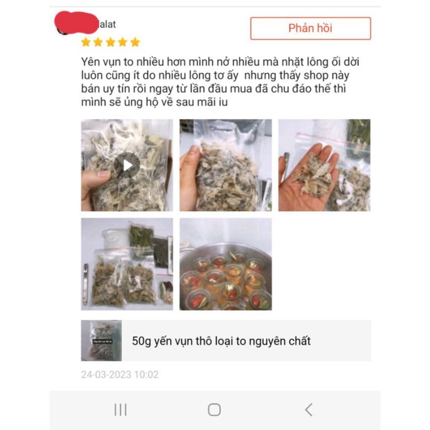 100g yến vụn thô to Khánh Hòa