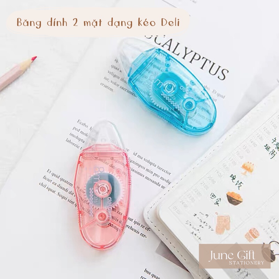 Băng dính 2 mặt dạng bút xóa kéo Deli cao cấp
