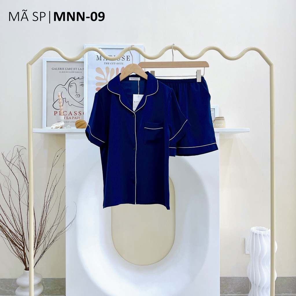 Đồ bộ mặc nhà, đồ Pijama Lụa Mango TNQN Satino - Mallard Green & Dark Blue & Black