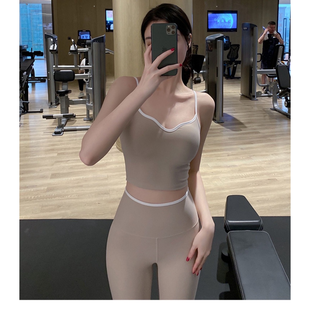 Bộ đồ tập gym nữ , bộ thể thao nữ tập yoga aerobic chạy bộ, áo sẵm mút ngực quần nâng mông mã A2A3 - bộ thể thao nữ tập