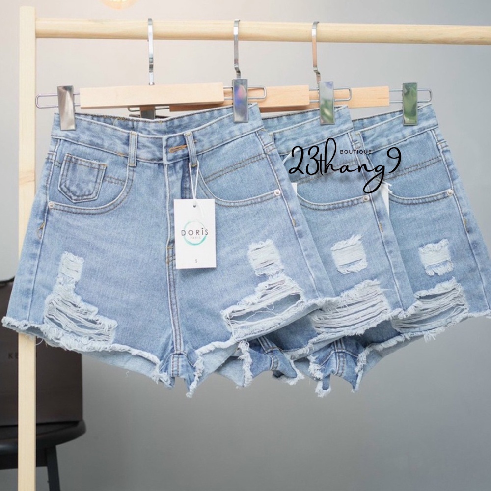 Quần short jean nữ , quần short nữ rách lưng cao màu đen màu trắng vải denim dày dặn bền đẹp dễ phối đồ 23thang9