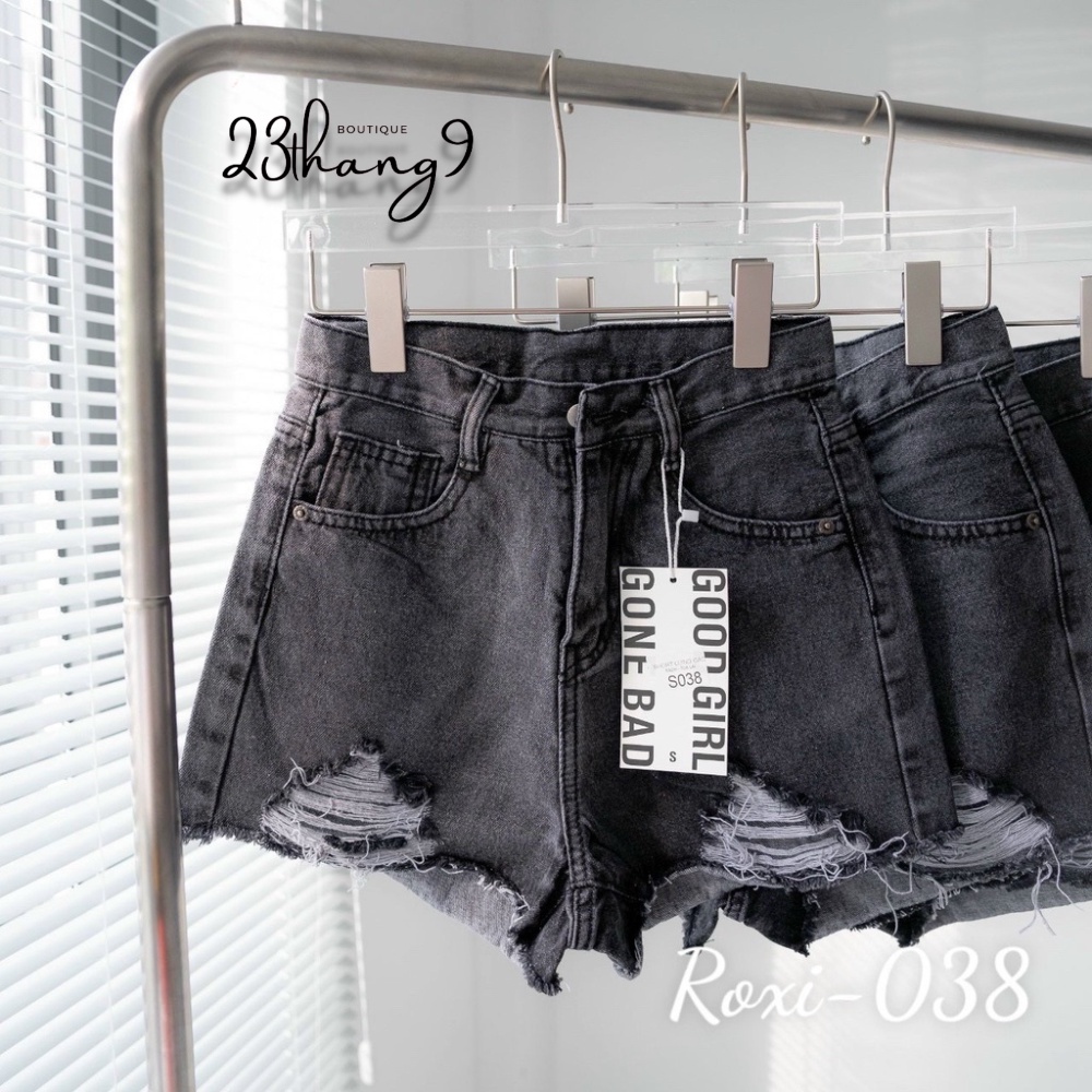 Quần short jean nữ , quần short nữ rách lưng cao màu đen màu trắng vải denim dày dặn bền đẹp dễ phối đồ 23thang9 | BigBuy360 - bigbuy360.vn