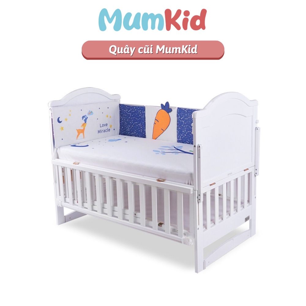 Bộ quây cũi trẻ em MumKid, quây cũi cotton cao cấp loại 1 có thể tháo rời và giặt được giúp bảo vệ bé