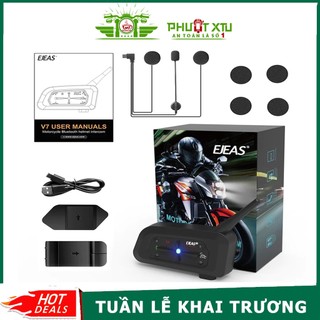 Bộ đàm EJEAS-V7 gắn mũ bảo hiểm kết hợp tai nghe nhạc Bluetooth 5.1 Intercom(phiên bản nâng cấp của EJEAS-V6Pro)