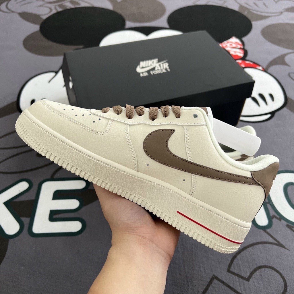 Giày AF1 vệt nâu bản trung, Sneaker Air Force 1 Bản xịn, full bill + box bảo vệ bảo hành 3 tháng