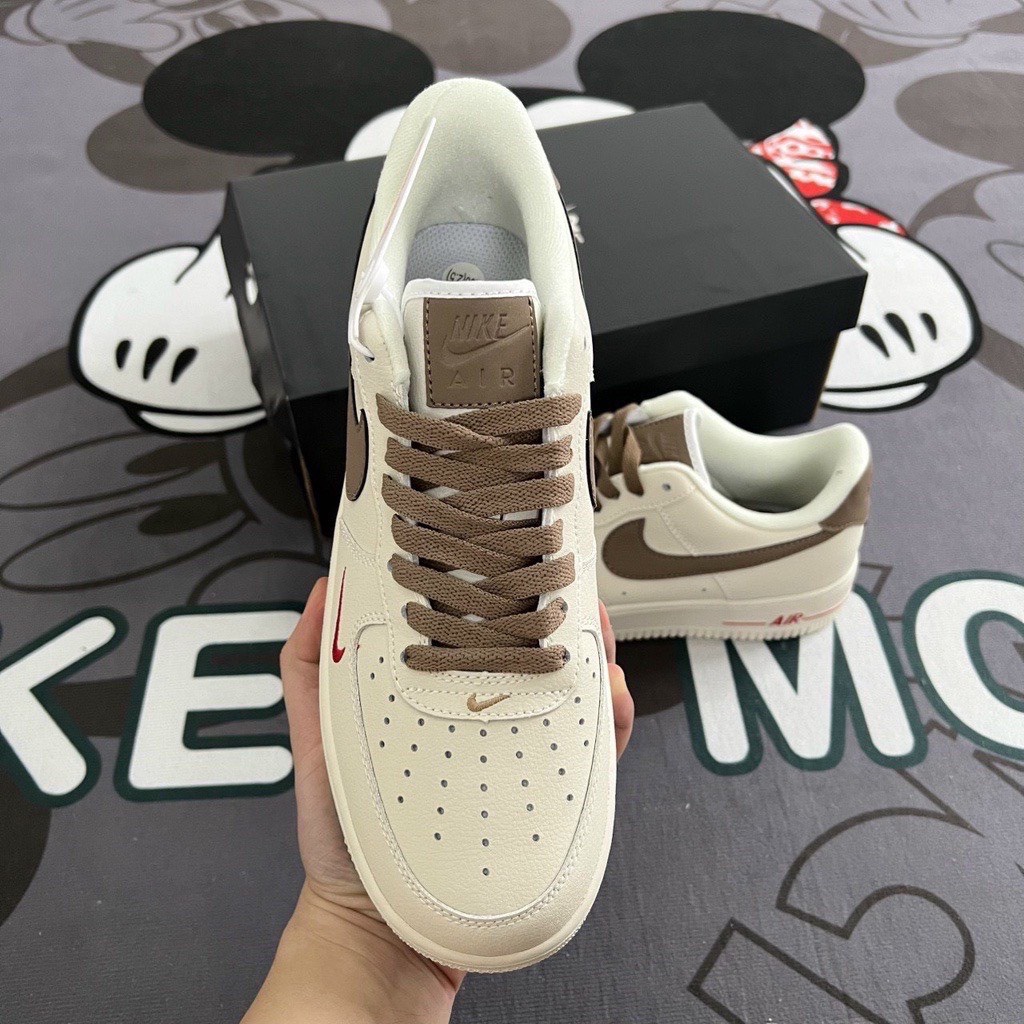 Giày AF1 vệt nâu bản trung, Sneaker Air Force 1 Bản xịn, full bill + box bảo vệ bảo hành 3 tháng