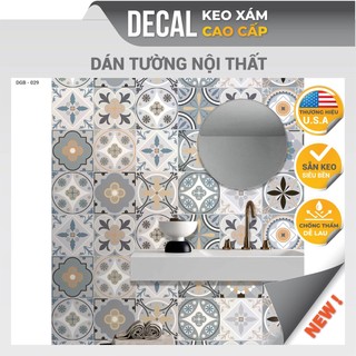  Decal dán tường Keo Xám chuyên dụng Decal Gạch bông Vintage Hàng Cao Cấp Chống thấm nước kích thước 120x60cm,DGB-029 