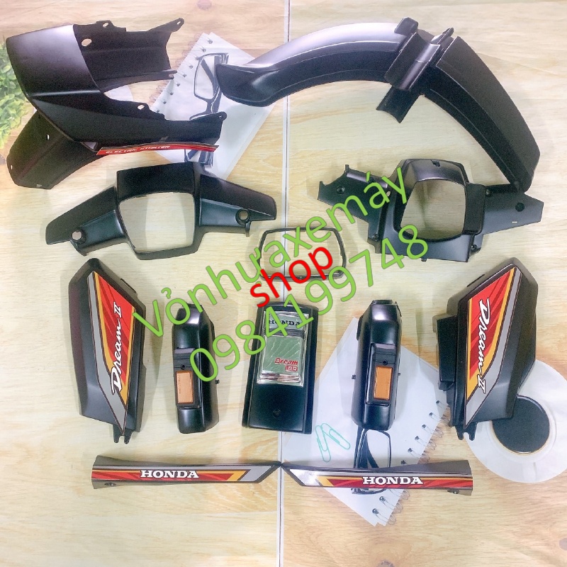 Bộ vỏ nhựa /Dàn áo xe Dream 2-dream việt -thái màu Đen Nhám