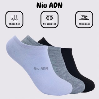 Combo 10 đôi vớ tất trơn nam nữ cổ ngắn - NIU ADN - Chất liệu cotton mềm mại thoáng mát