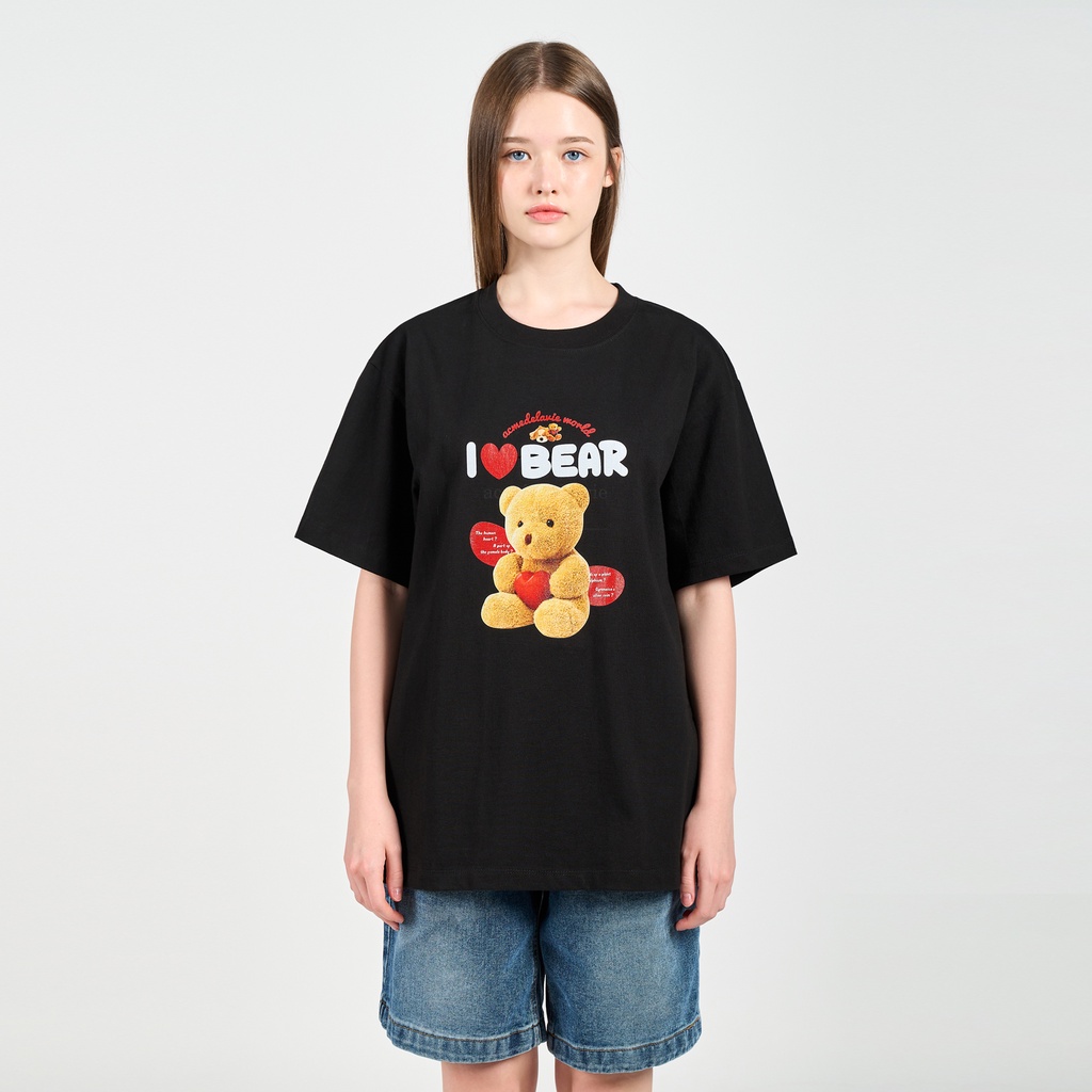 Áo thun ADLV I LOVE TEDDY BEAR đen trắng form unisex
