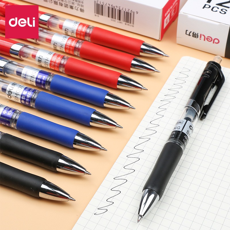 Bút bi nước mực Gel dạng bấm Deli 33388 - 0.5mm