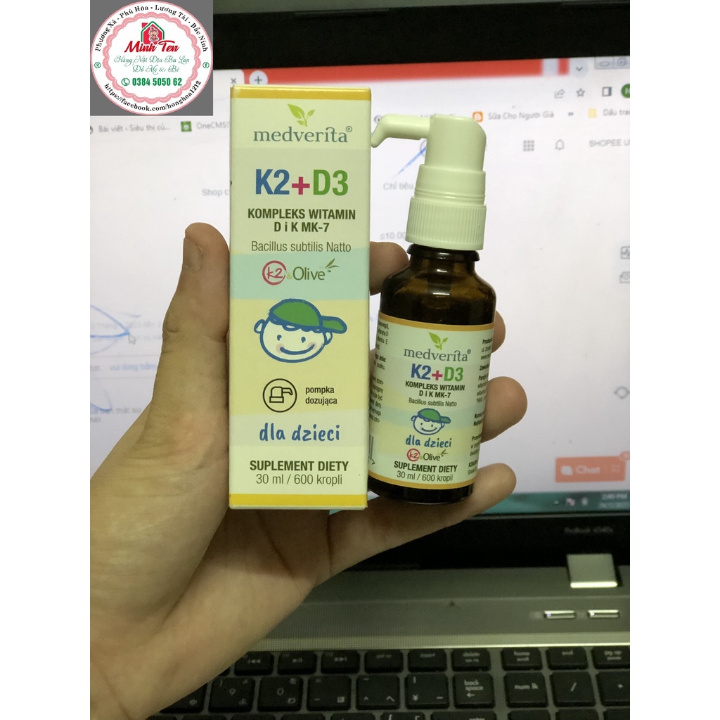Vitamin D3K2 Medverita lọ 30ml dùng cho bé từ sơ sinh