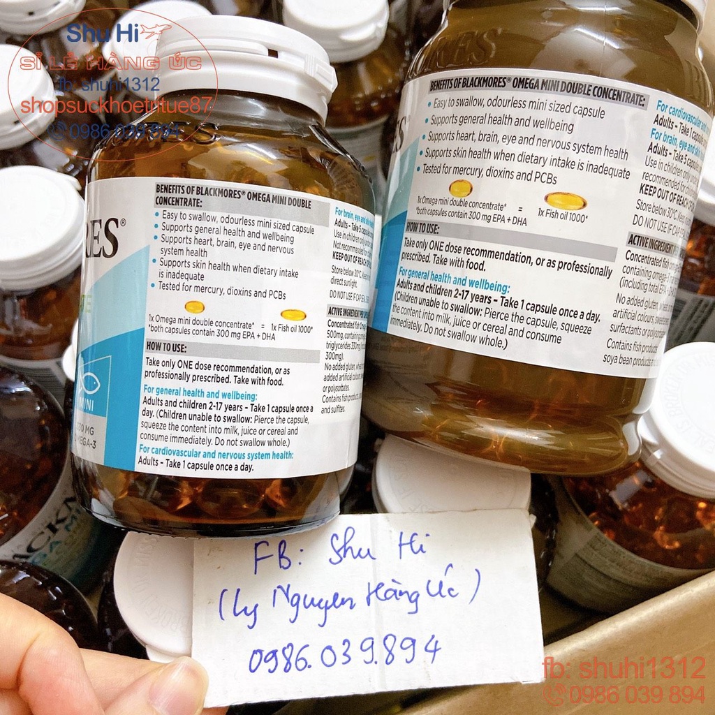 Dầu cá khử mùi, không mùi tanh viên nhỏ Blackmores Omega Mini Double Concentrate 200 viên, 400 viên, omega 3 blackmores