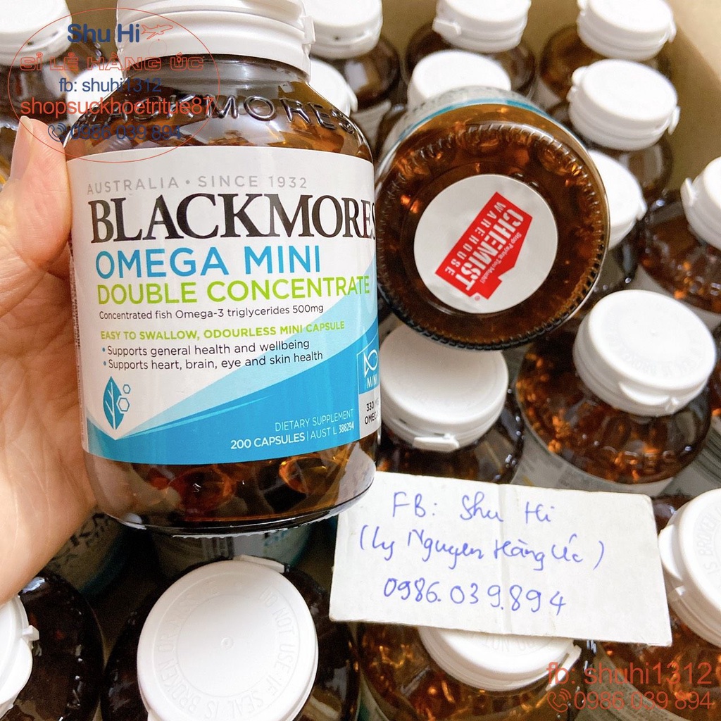 Dầu cá khử mùi, không mùi tanh viên nhỏ Blackmores Omega Mini Double Concentrate 200 viên, 400 viên, omega 3 blackmores