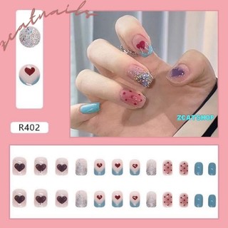 Móng tay giả ZCAT mẫu mới phong cách Hàn Quốc hộp 24 móng kèm keo