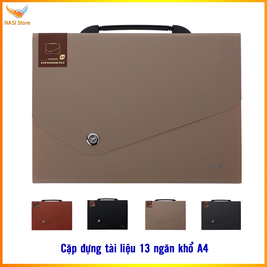 Cặp đựng tài liệu TL1001 NASI Store nhiều ngăn khổ A4 13 ngăn phân trang tập file túi đựng lưu trữ hồ sơ dày cao cấp