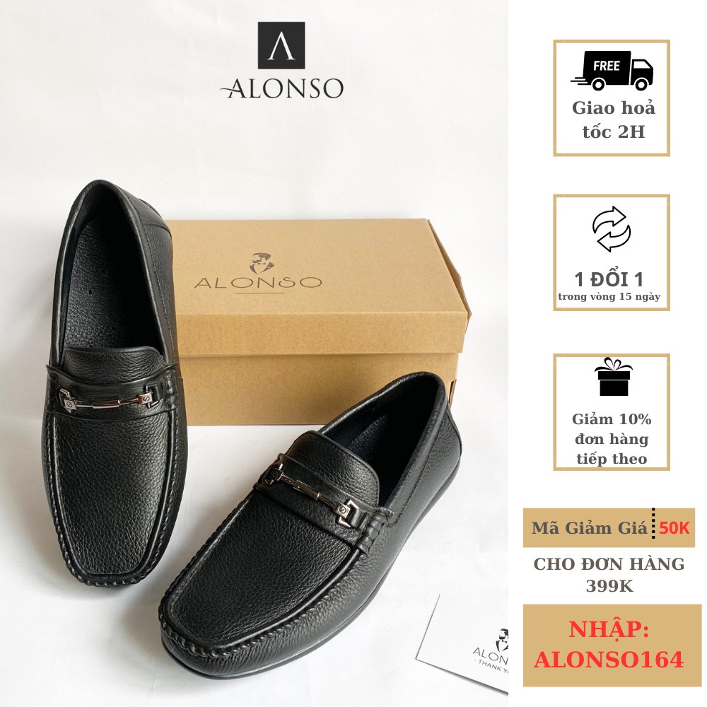 Giày tây nam ALONSO đế cao su da bò thậ kiểu dáng công sở năng động trẻ trung bảo hành 12 tháng mã ALS04