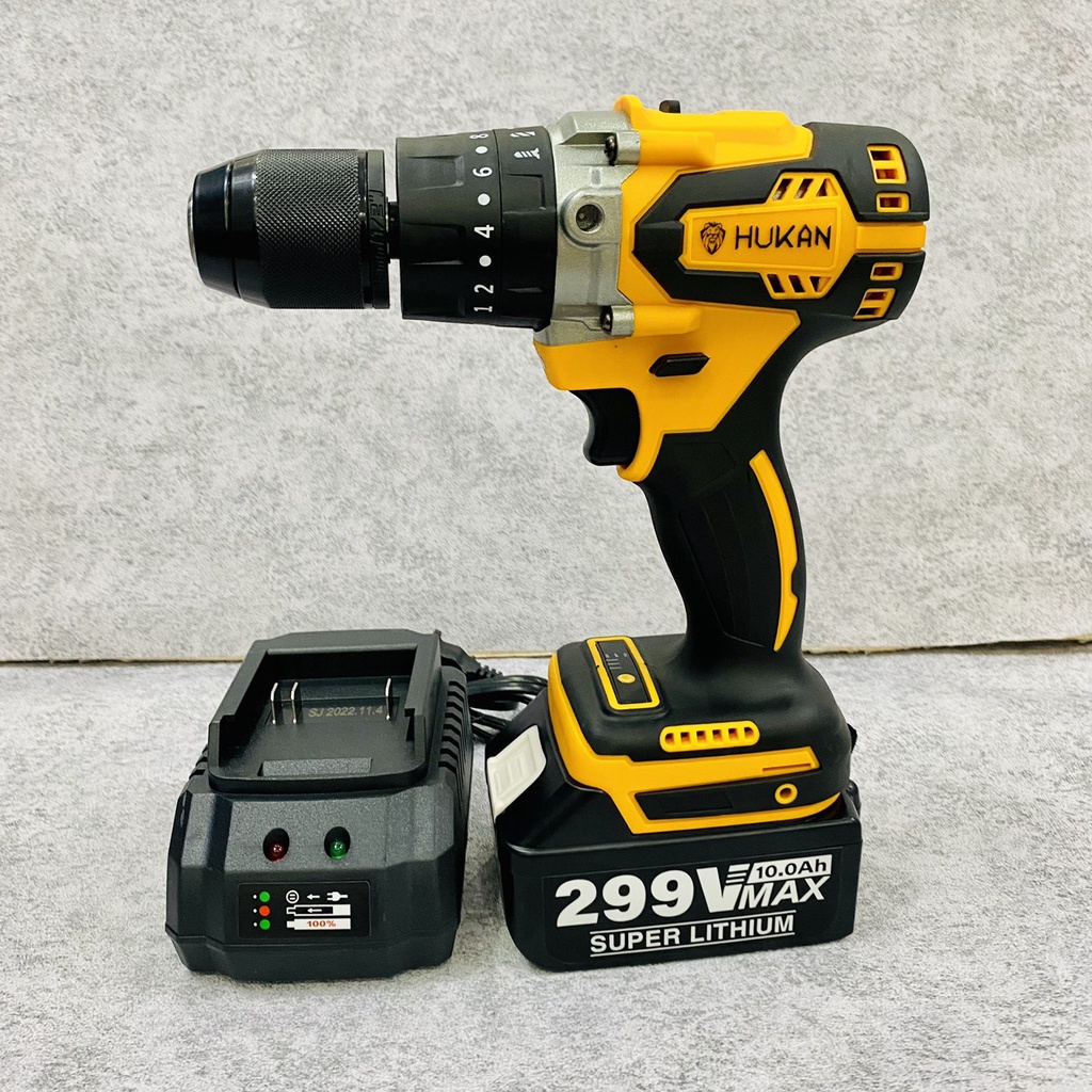 Máy khoan pin 3 chức năng HUKAN HK-533BL, Động cơ không chổi than siêu bền bỉ, Chuyên khoan tường, khoan sắt, khoan gỗ