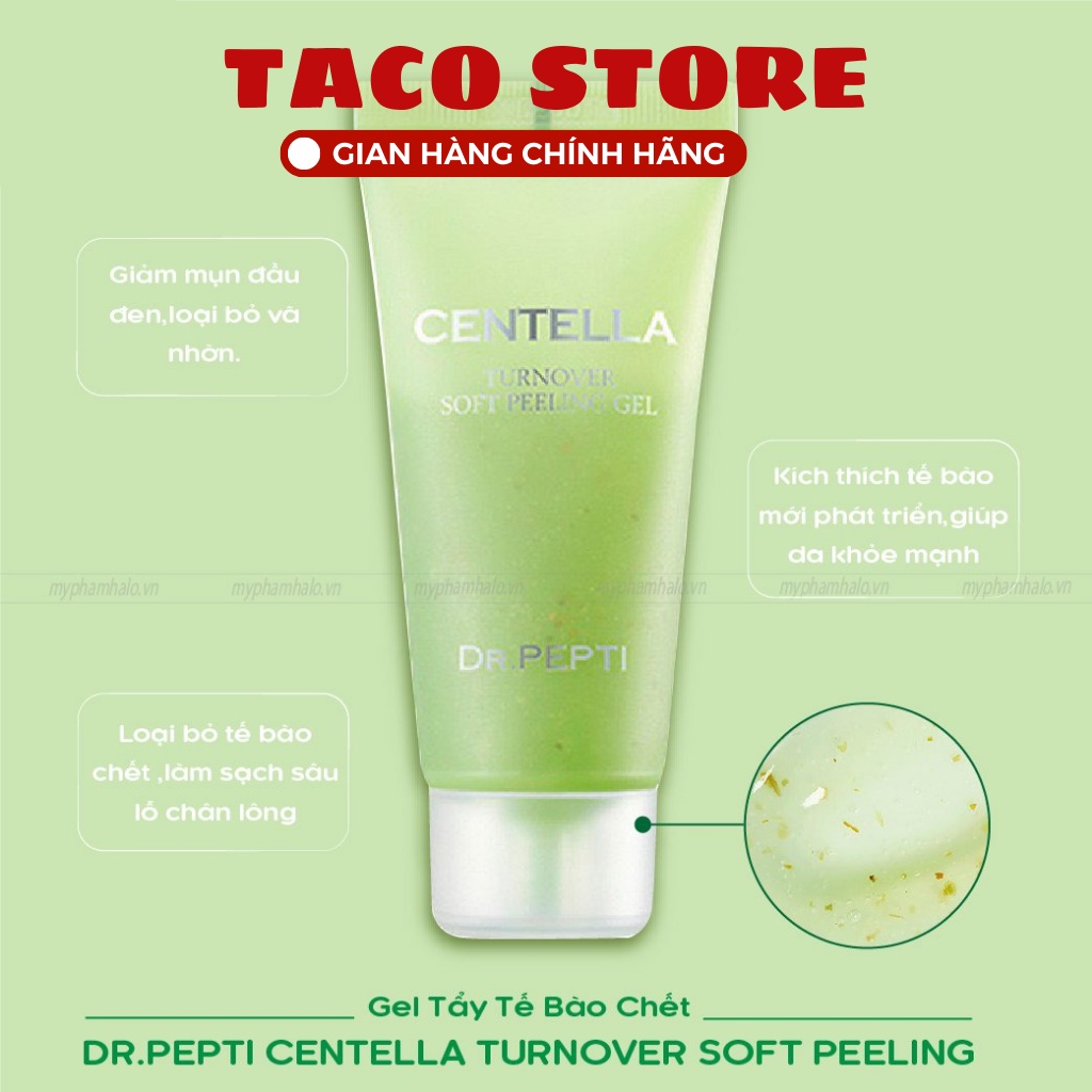 Gel Tẩy Tế Bào Chết Chiết Xuất Rau Má Dr.Pepti Centella Turnover Soft Peeling Gel 30ml
