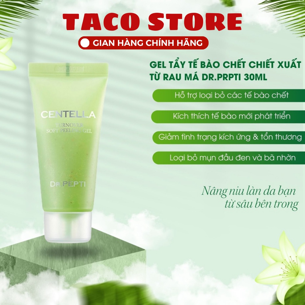 Gel Tẩy Tế Bào Chết Chiết Xuất Rau Má Dr.Pepti Centella Turnover Soft Peeling Gel 30ml