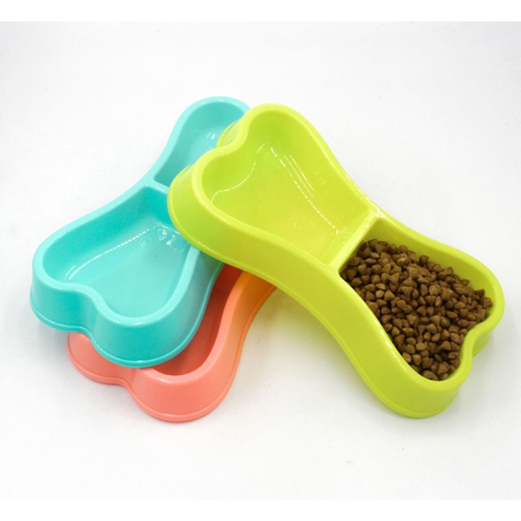 1 cái Bát ăn nhựa đôi hình xương cho chó mèo NX-0016