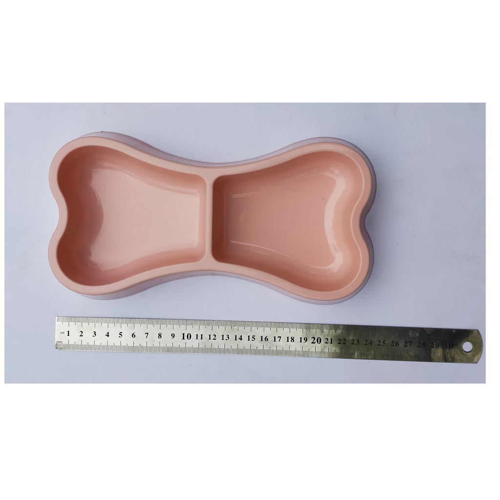 1 cái Bát ăn nhựa đôi hình xương cho chó mèo NX-0016