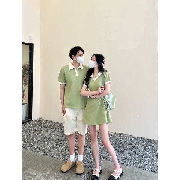 SET VÁY ÁO XANH BƠ RÚT EO