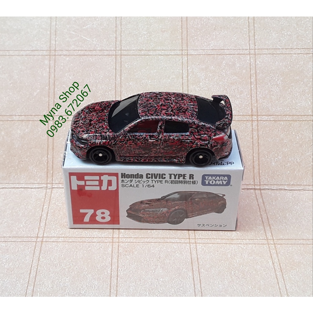Đồ chơi mô hình tĩnh xe tomica, No.78 Honda Civic Type R (đỏ)