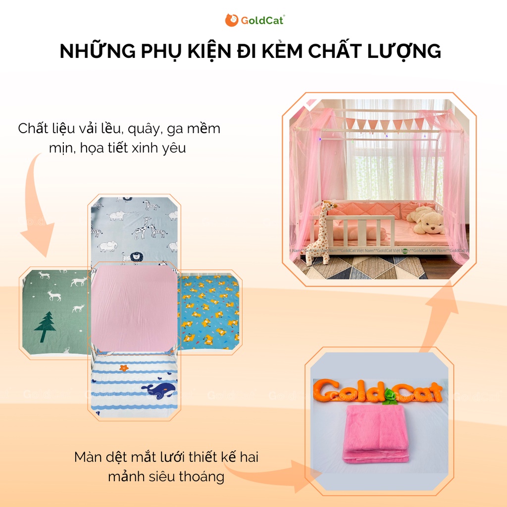 Giường Cho Bé Trai Hình Ngôi Nhà, Thương Hiệu GoldCat, Chất Liệu Gỗ Quế Tự Nhiên, Đảm Bảo Bền Chắc, Sử Dụng Từ 3-15 Tuổi