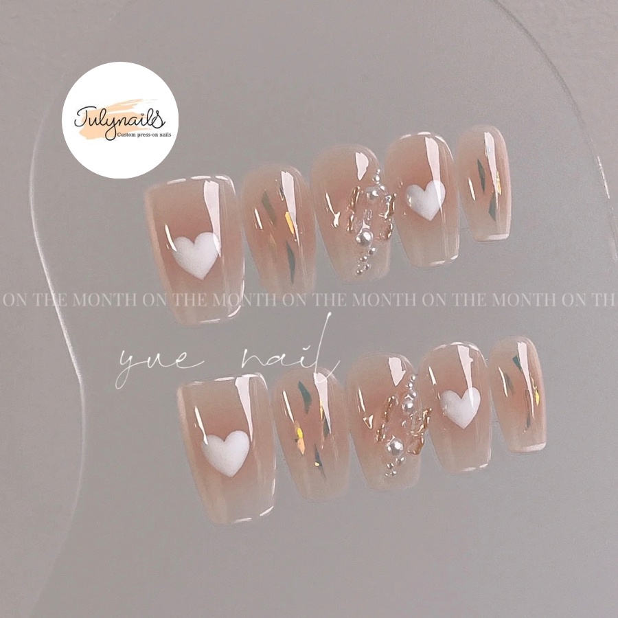 Nail Box Thiết Kế Màu Thạch Charm Nơ nb212 Ẩn Kim Tuyến Vẽ Trái Tim julynails.vn